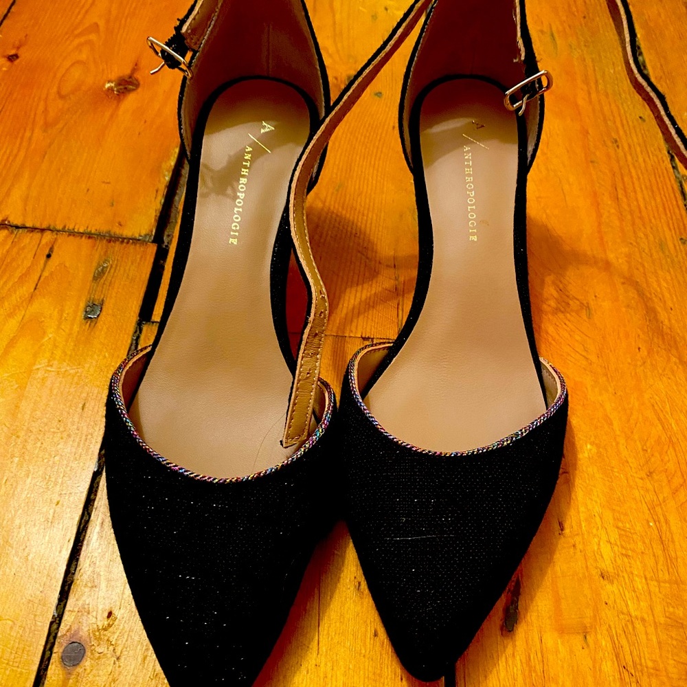 Anthropologie ankle wrap around kitten heels